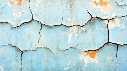 Obraz premium Authentic texture of ancient antiquity on cracked blue paint on old village house wall