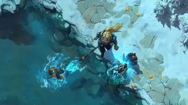 This is a mockup of Fantasy RPG MOBA video game gameplay with Animated Magic and Lots of Explosions. Lots of fun computer gaming on a virtual world server with friends.