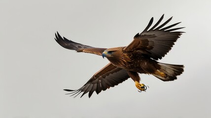 Golden eagle flying isolated on a white background