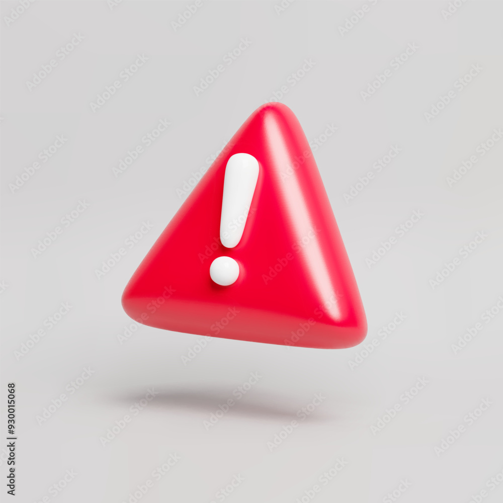 Poster vector art of red triangle warning sign icon caution about hazard warning, risk warning. 3d realisti