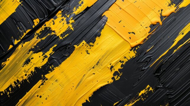 Bold yellow and black abstract paint background with dynamic brush strokes - vibrant textured art for modern design concepts, grunge aesthetic, and creative visuals in graphic design projects