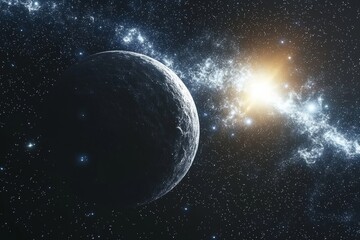 Obraz premium Space cosmic illustration with planets scene created with Generative AI