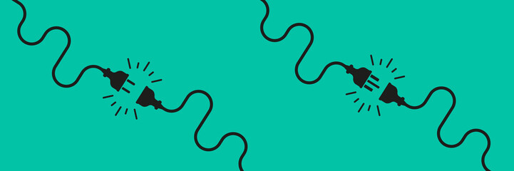 Cable unplug. 404 lost connection sign. Cable cord disconnection.