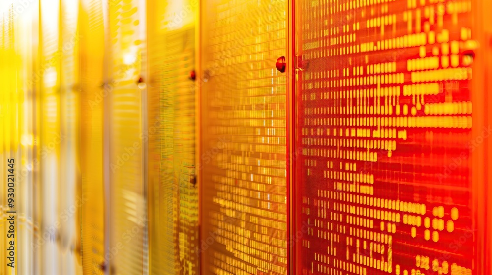 Aufkleber abstract pattern of yellow red lines raw data tech background