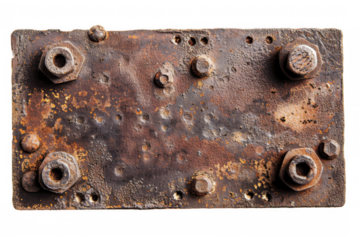 Rusty Metal Plate with Bolts
