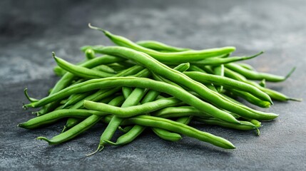 Fresh Green French Beans on Table