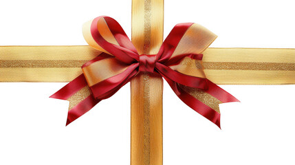 Fototapeta premium Red and Gold Gift Ribbon with Bow