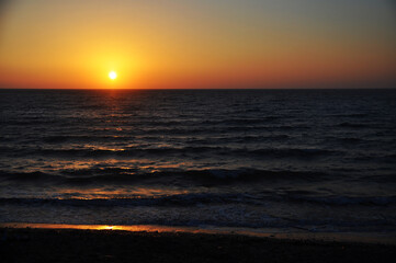 sunset over the sea, rhodes