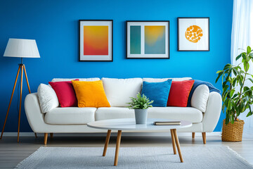 Blue Wall Living Room.