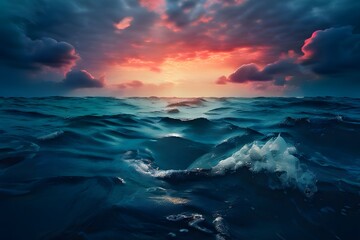 Naklejka premium sunset over the sea. storm over the sea. golden hour photography. sea and beach. sea and sky. nature photography. moon over ocean water.