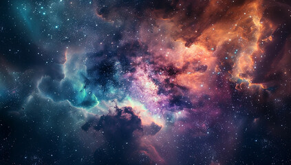 A celestial landscape with glowing nebulae and floating astral structures