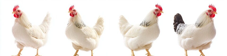 Fototapeta premium Elegant White Rooster Portrait: Creative Abstract Design for Marketing and Seasonal Campaigns. Isolated Silhouette on White Background, Perfect for UI, Web Banners, and Greeting Cards. AI-Generated 4K