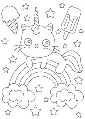 caticorn coloring book page