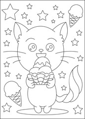 cat coloring book page