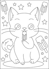 cat coloring book page