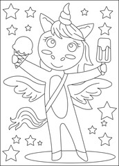 unicorn coloring book page