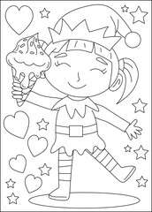 elf coloring book page