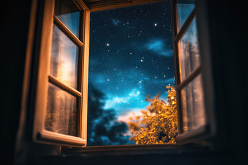 Starry Night Sky Through an Open Window Vast and Clear