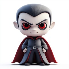 Fototapeta premium Vampire Cartoon Clay Illustration, Halloween 3D Icon, Isolated on white background