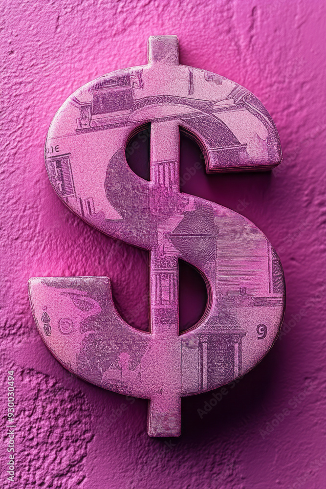 Poster a dollar sign icon with a graph overlay, isolated on a pastel lavender background, symbolizing the c