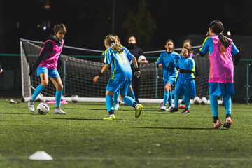 girls football team practicing in football for the macth, full shot. High quality photo