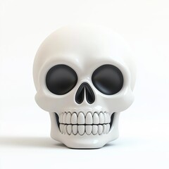 Obraz premium Skull Cartoon Clay Illustration, Halloween 3D Icon, Isolated on white background