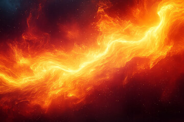 Fototapeta premium A storm of dynamic light waves in yellow and red, forming an abstract design that feels alive with energy,
