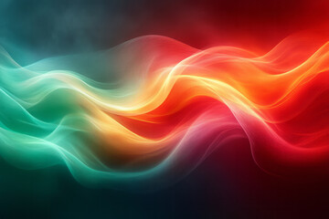 Fototapeta premium Intertwined green and red light streams, forming a dynamic and flowing abstract design,