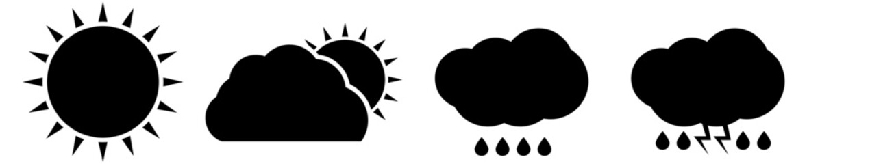 Cloud Vector Shape Elements Icons In Different Shapes Forms and Contours can be Used for Diffrent Weather Forecast Web and App Interface