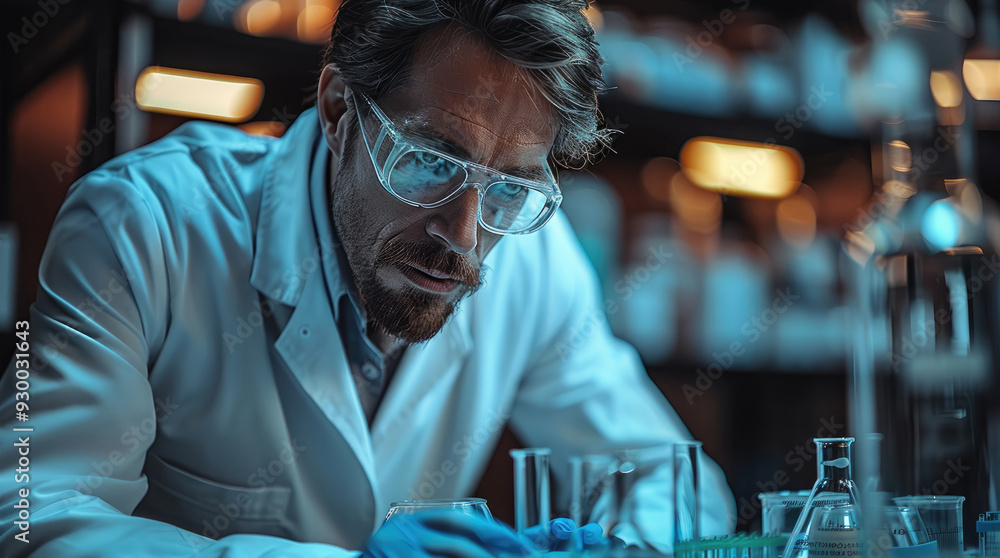 Aufkleber scientist working at the laboratory. microscope and innovation with a man in a laboratory for medica