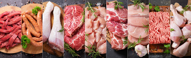 food collage of various fresh meat