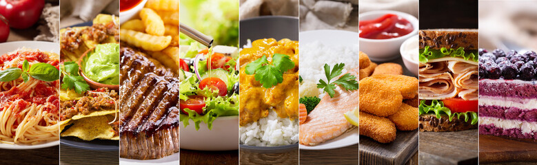 food collage of various meals