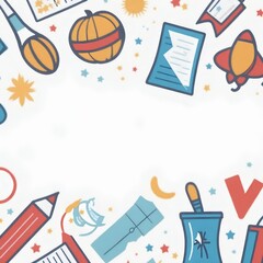 Back to school, Background with a set of back to school icons