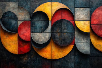 Abstract geometric forms in muted colors, arranged in a clean and modern pattern suitable for versatile use,