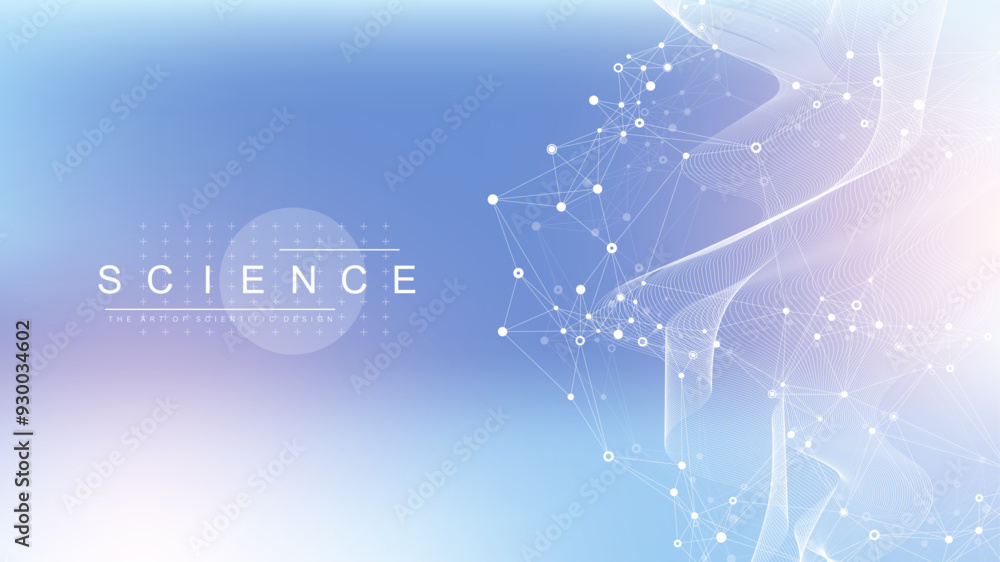 Poster Abstract tech network connection dots. Digital technology and big data analysis background. White background with plexus lines. Geometric background with abstract mesh