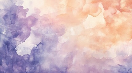 A soft watercolor gradient blending purple and orange hues, creating an abstract background.