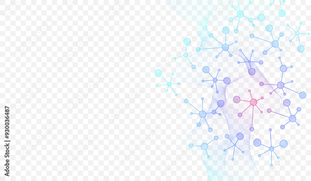 Poster molecular abstract structure background. scientific vector illustration with molecule dna. medical, 