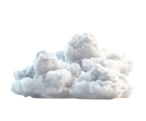 Three fluffy clouds isolated on white background. PNG transparent.