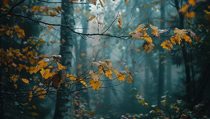 A mystical forest where the leaves of the trees change colors with the seasons