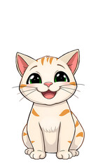 Fototapeta premium Happy Kitten with a Big Smile Sitting Cheerfully - Adorable and Joyful Animal Illustration