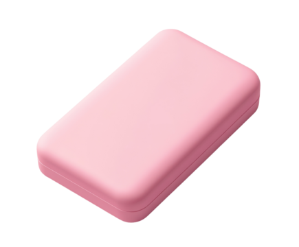 Pink rectangular eraser isolated on white background. PNG transparent.