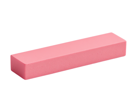 Pink rectangular eraser isolated on white background. PNG transparent.