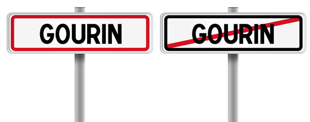 Panneau de GOURIN à l'Entrée et à la Sortie - Fond Transparent ou Blanc Disponible
