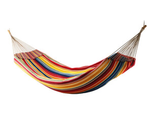 Colorful striped hammock isolated on white background. PNG transparent.