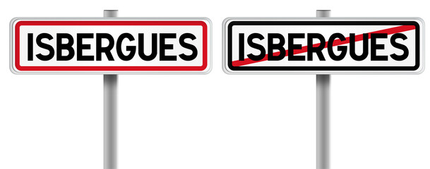 Panneau de ISBERGUES à l'Entrée et à la Sortie - Fond Transparent ou Blanc Disponible