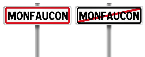 Panneau de MONFAUCON à l'Entrée et à la Sortie - Fond Transparent ou Blanc Disponible