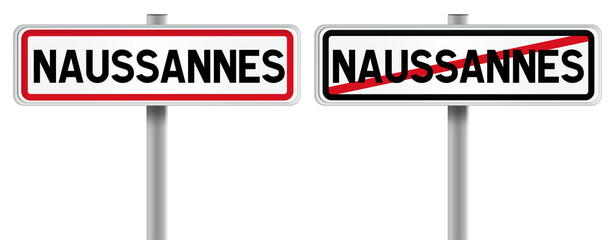 Panneau de NAUSSANNES à l'Entrée et à la Sortie - Fond Transparent ou Blanc Disponible