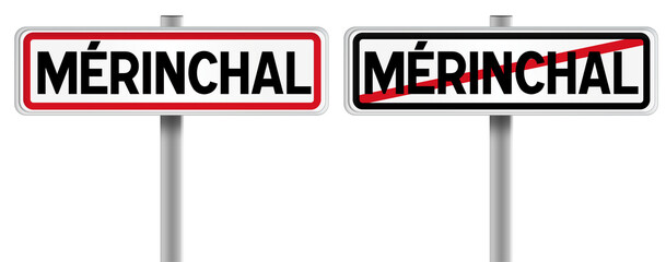 Panneau de MÉRINCHAL à l'Entrée et à la Sortie - Fond Transparent ou Blanc Disponible