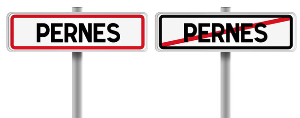 Panneau de PERNES à l'Entrée et à la Sortie - Fond Transparent ou Blanc Disponible