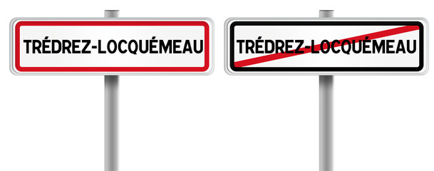 Panneau de TRÉDREZ-LOCQUÉMEAU à l'Entrée et à la Sortie - Fond Transparent ou Blanc Disponible